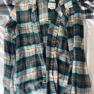 American Eagle Outfitters Classic Fit Plaid Shirt in Green and Brown